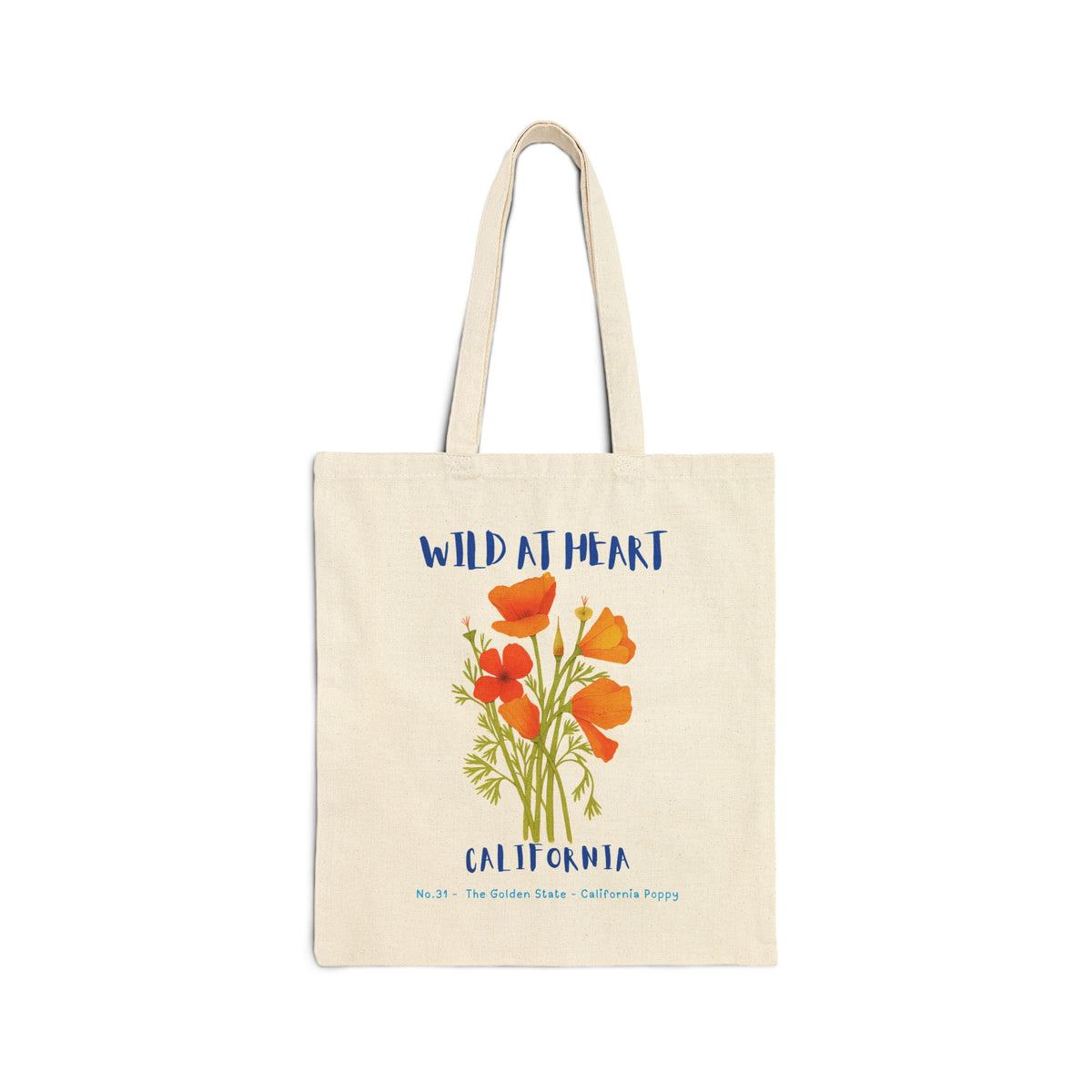 Wild at Heart California Tote Bag – Golden Poppies Canvas Tote, Nature Explorer Gift for Kids