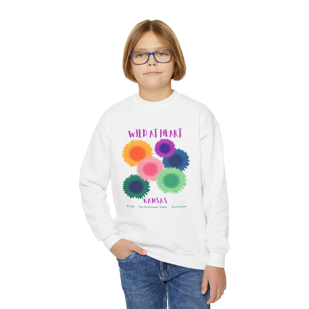 Kansas Wild at Heart Youth Crewneck Sweatshirt
