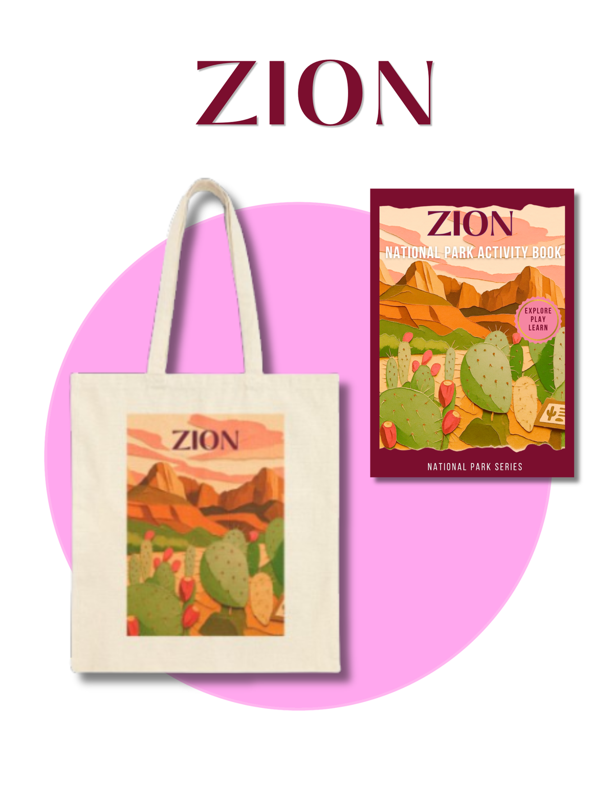 Wild at Heart Zion National Park Gift Set – Activity Book + Canvas Tote, Kids Explorer Bundle