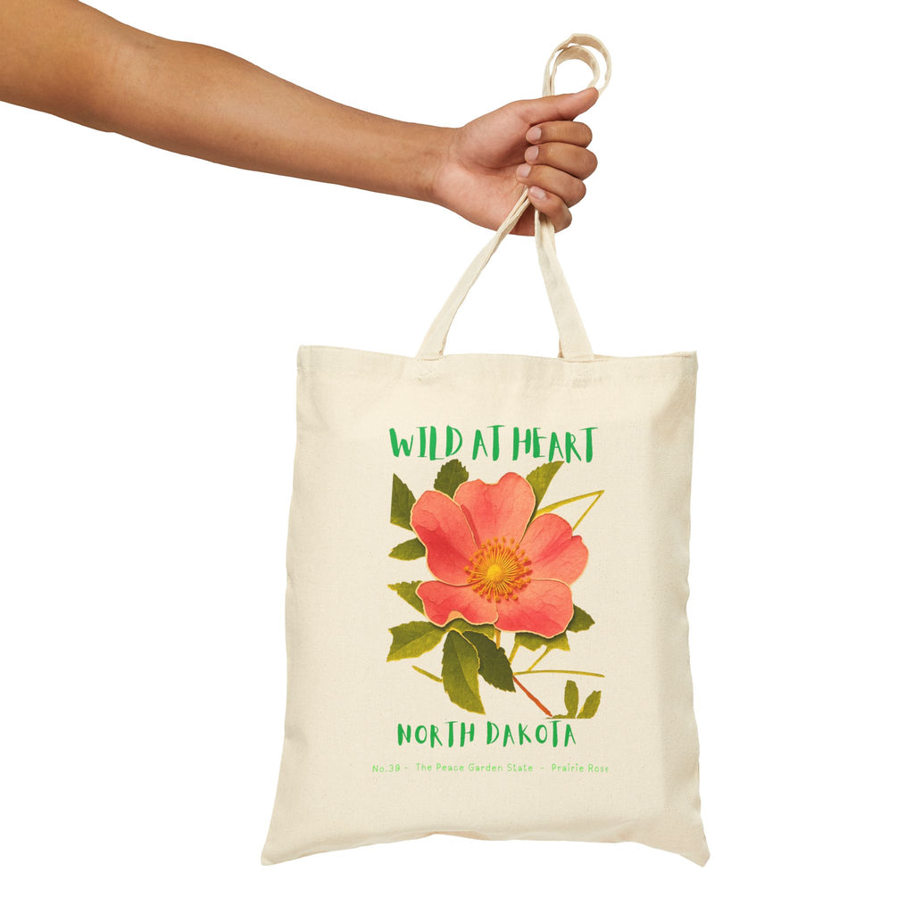 Wild at Heart North Dakota Tote Bag – Canvas Nature Explorer Tote, Kids Adventure Gift