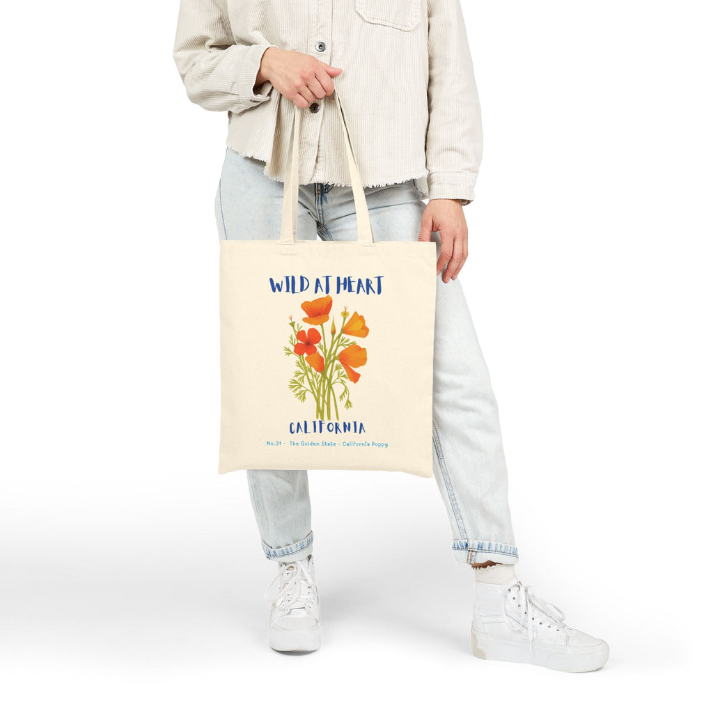 Wild at Heart California Tote Bag – Golden Poppies Canvas Tote, Nature Explorer Gift for Kids