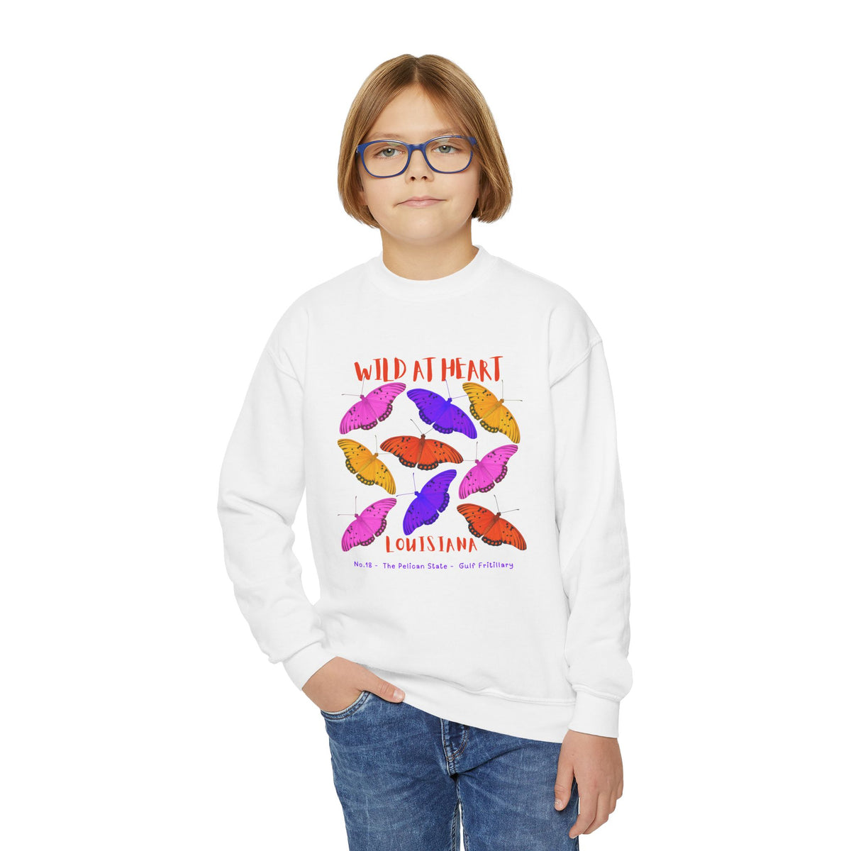 Louisiana Wild at Heart Youth Crewneck Sweatshirt