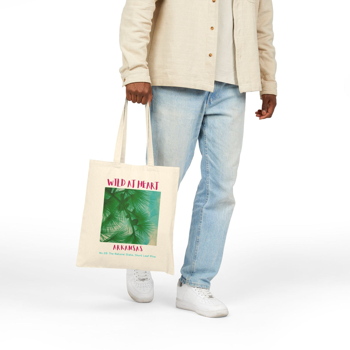 Wild at Heart Arkansas Tote Bag – Palm Print Canvas Tote, Nature Explorer Gift for Kids