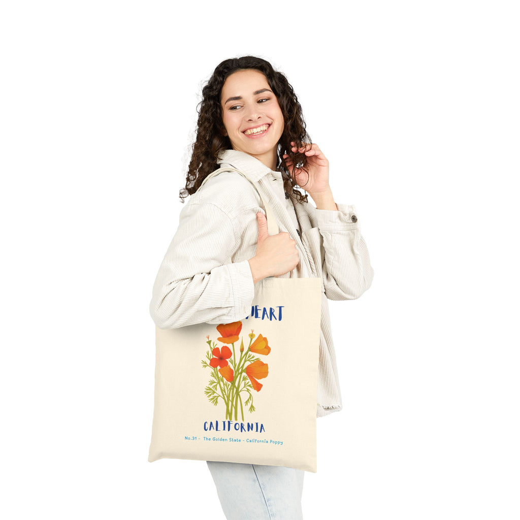 Wild at Heart California Tote Bag – Golden Poppies Canvas Tote, Nature Explorer Gift for Kids