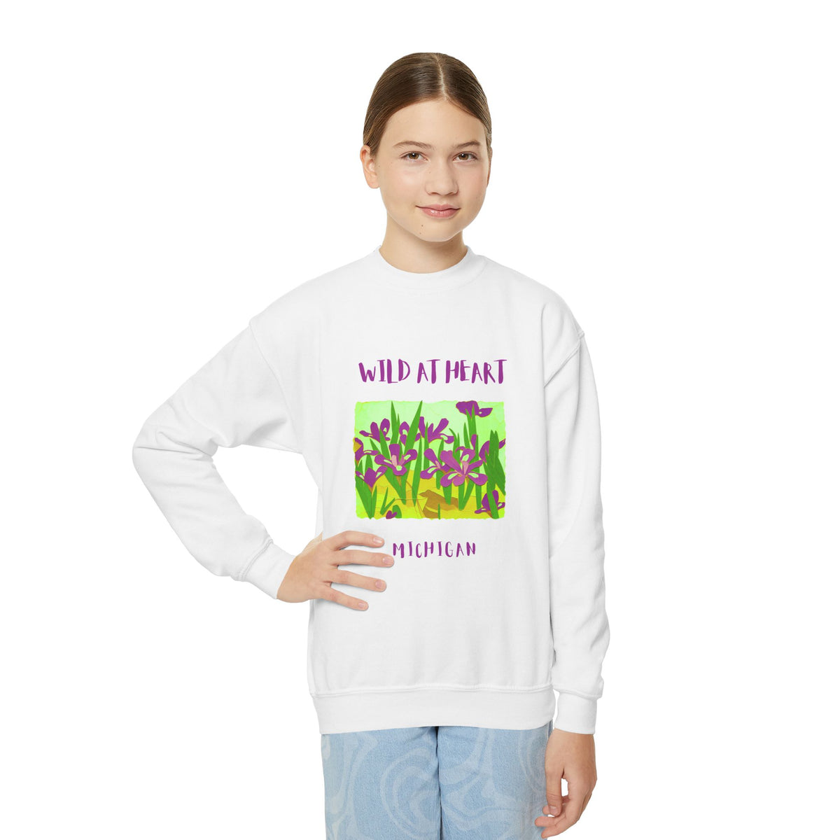 Michigan Wild at Heart Youth Crewneck Sweatshirt