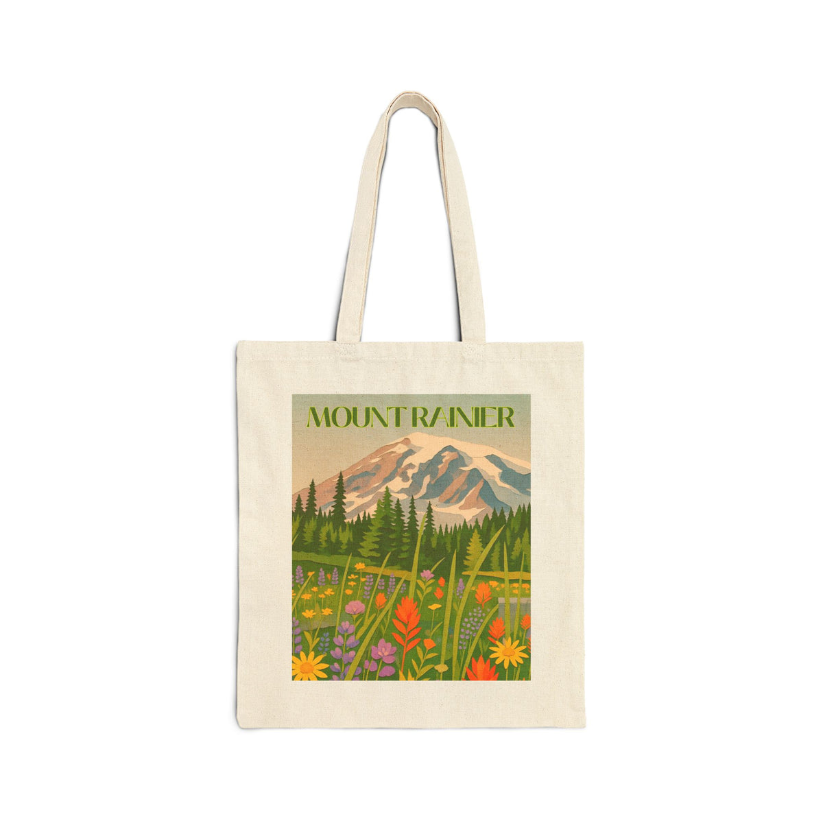 Mount Rainier Wild at Heart Tote - Retro National Park Bag