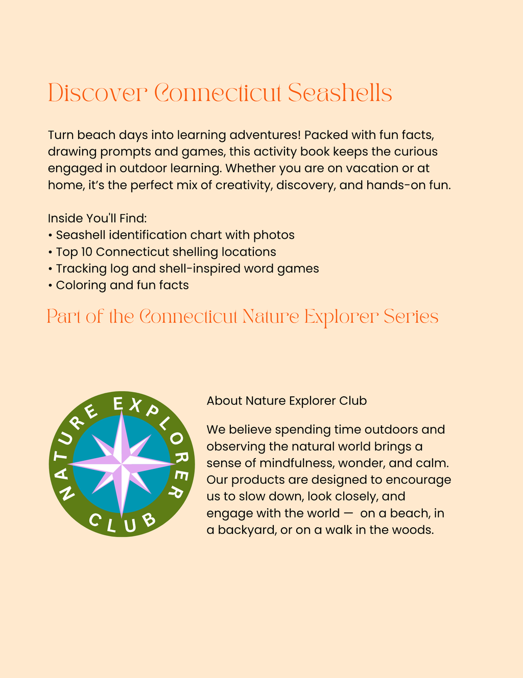 Connecticut Nature Gift Set for Kids Ages 7-12 – 5 Activity Books + Canvas Tote (Birds, Butterflies, Wildflowers, Leaves & Seashells)
