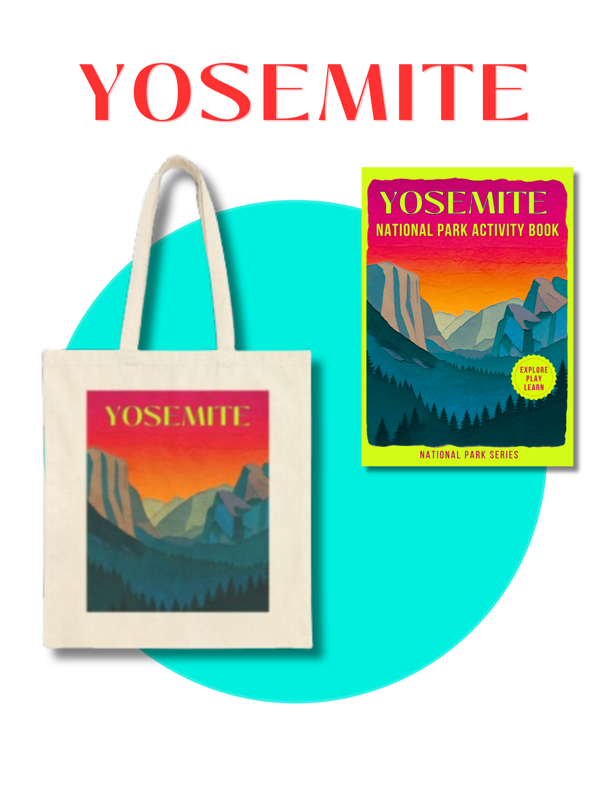 Wild at Heart Yosemite National Park Gift Set – Activity Book + Canvas Tote, Kids Explorer Bundle
