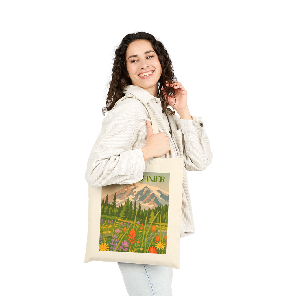 Mount Rainier Wild at Heart Tote - Retro National Park Bag