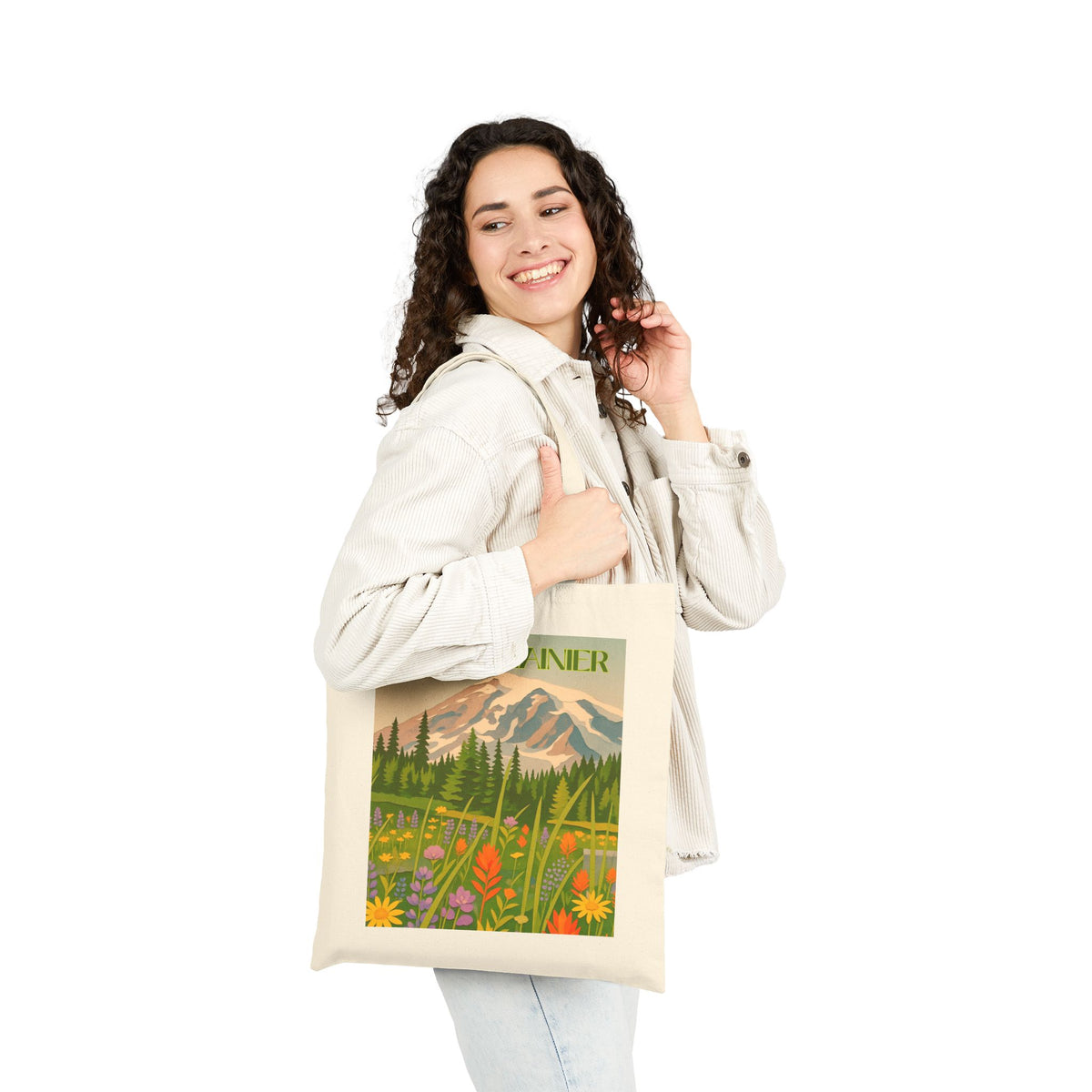 Mount Rainier Wild at Heart Tote - Retro National Park Bag