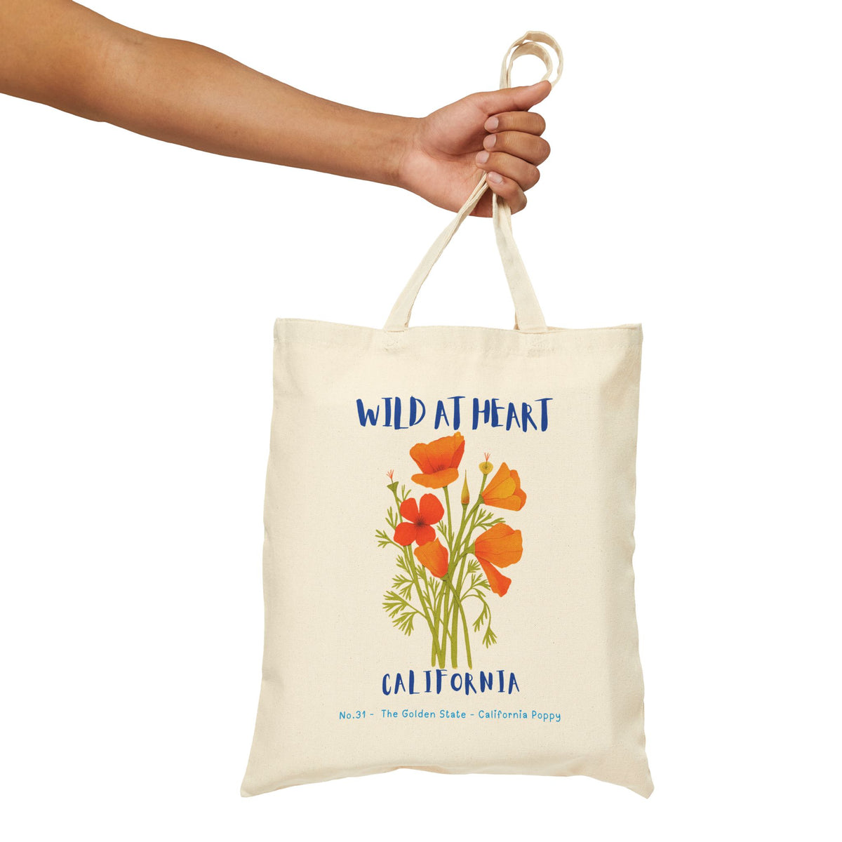 Wild at Heart California Tote Bag – Golden Poppies Canvas Tote, Nature Explorer Gift for Kids