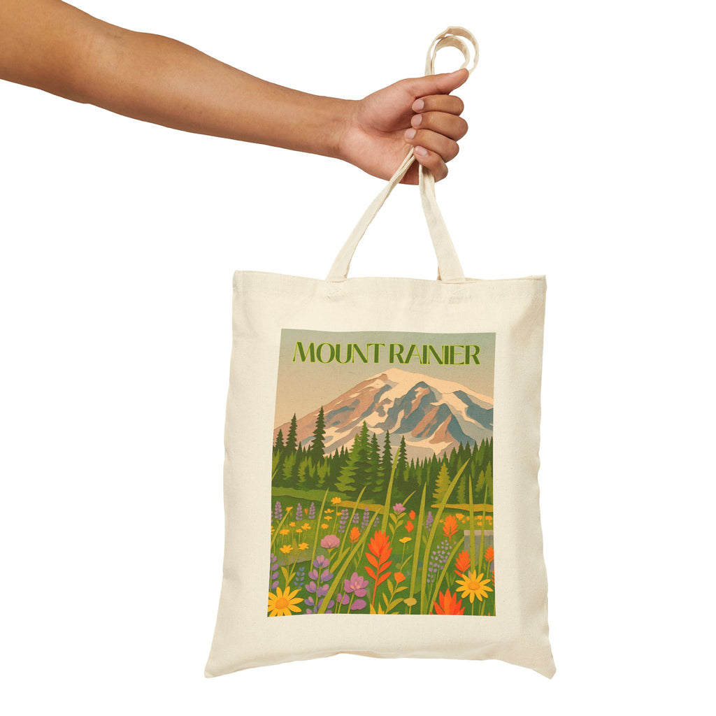 Mount Rainier Wild at Heart Tote - Retro National Park Bag