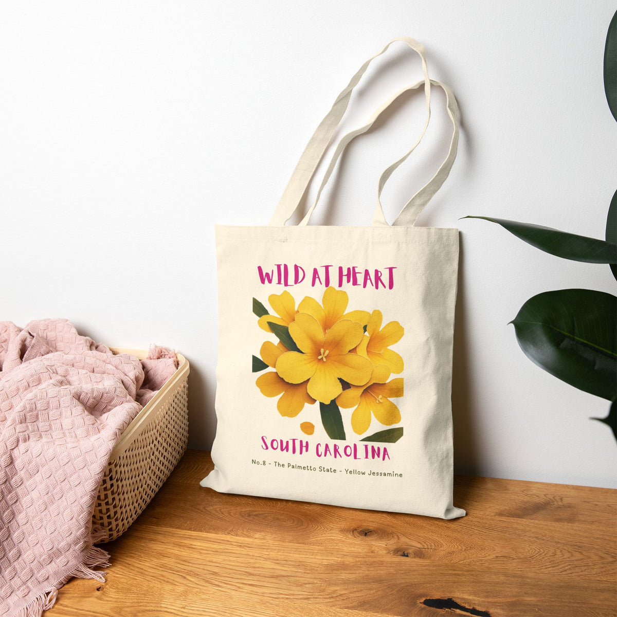 Wild at Heart South Carolina Tote Bag – State Flower Canvas Tote, Nature Explorer Gift for Kids