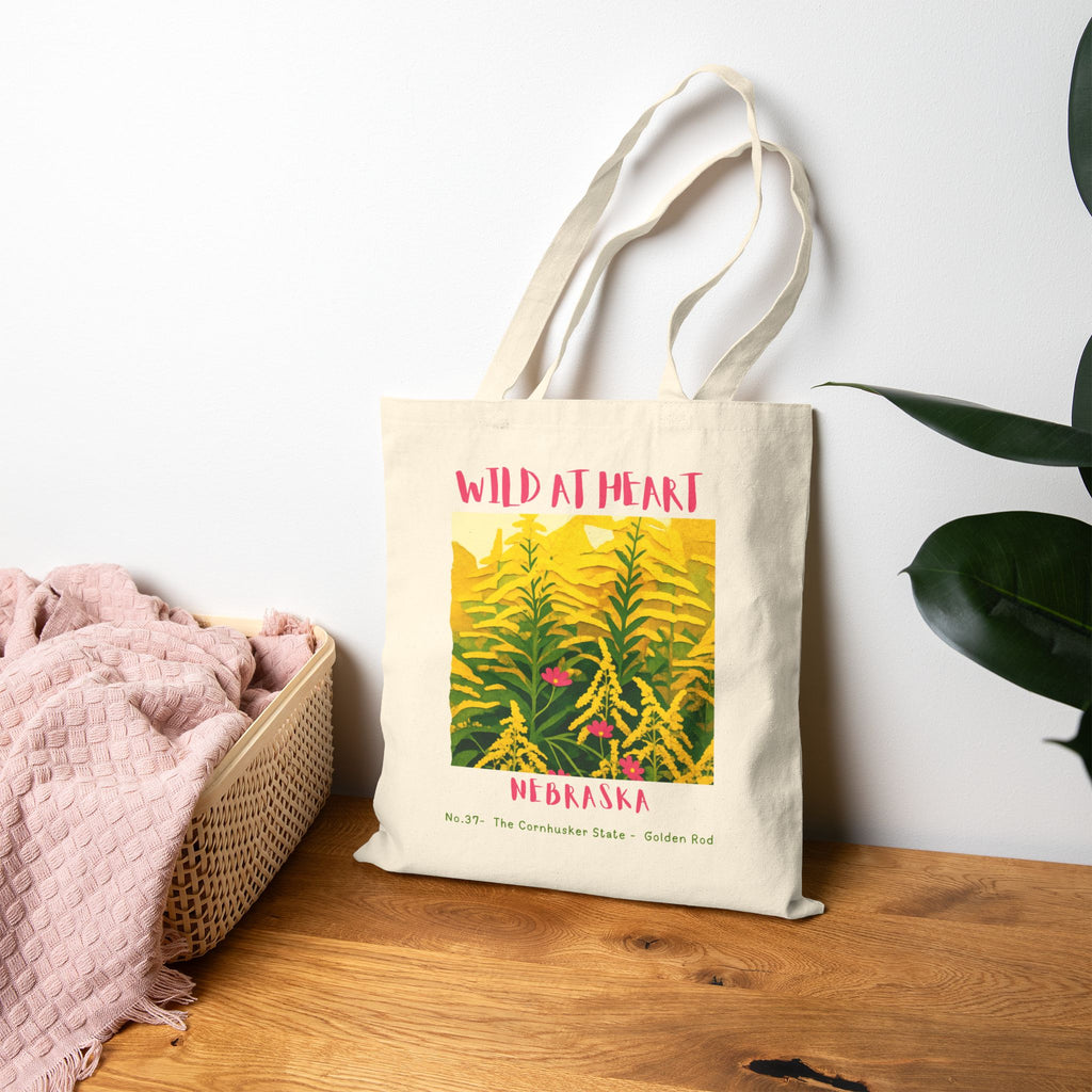 Nebraska 'Wild at Heart' Canvas Tote Bag