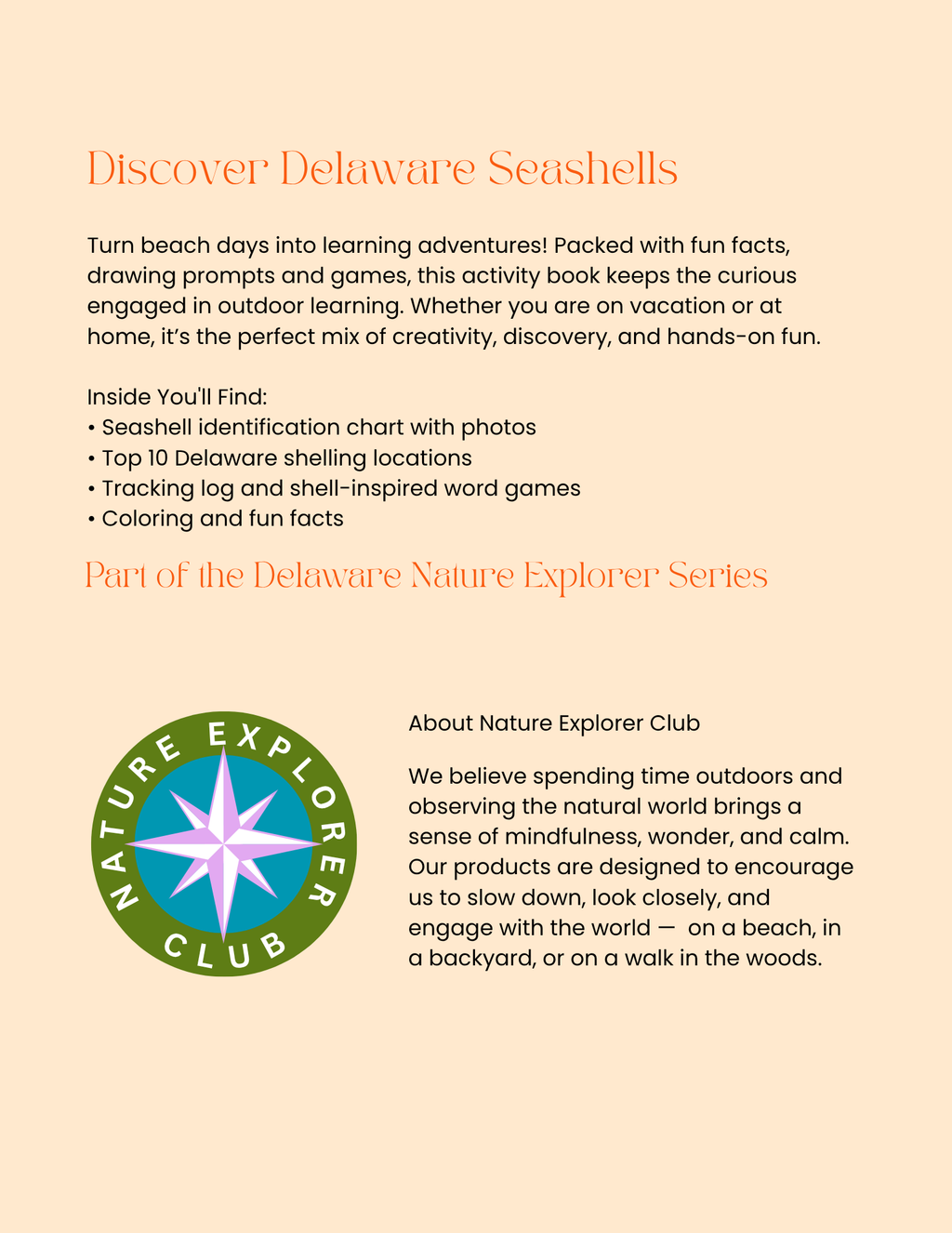 Delaware Nature Gift Set for Kids Ages 7-12 – 5 Activity Books + Canvas Tote (Birds, Butterflies, Wildflowers, Leaves & Seashells)