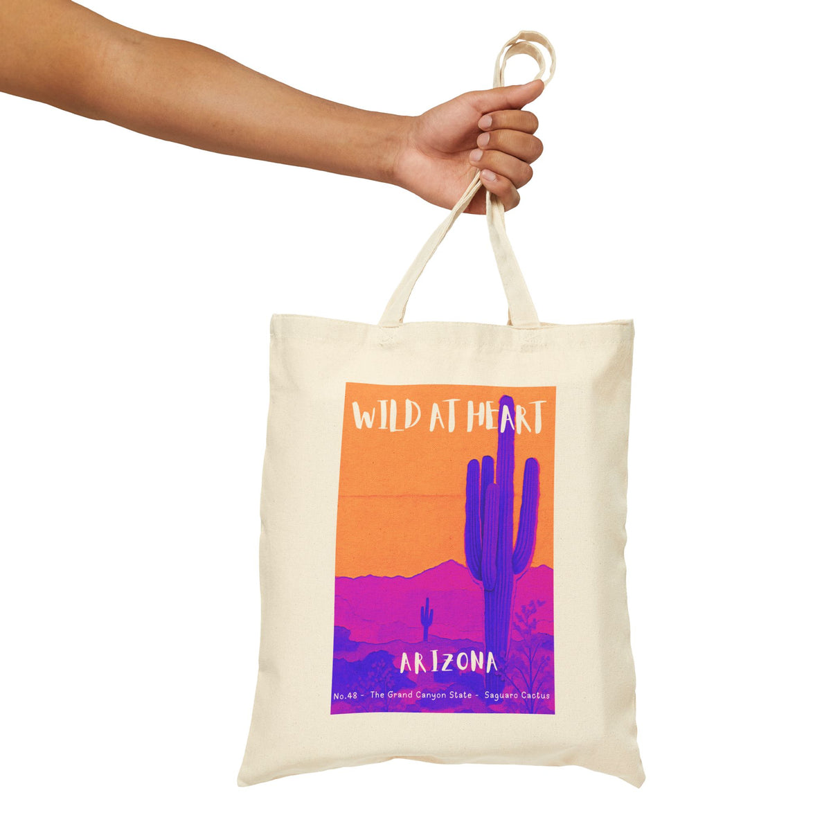 Wild at Heart Arizona Tote Bag – Desert Cactus Sunset Canvas Tote, Nature Explorer Gift for Kids