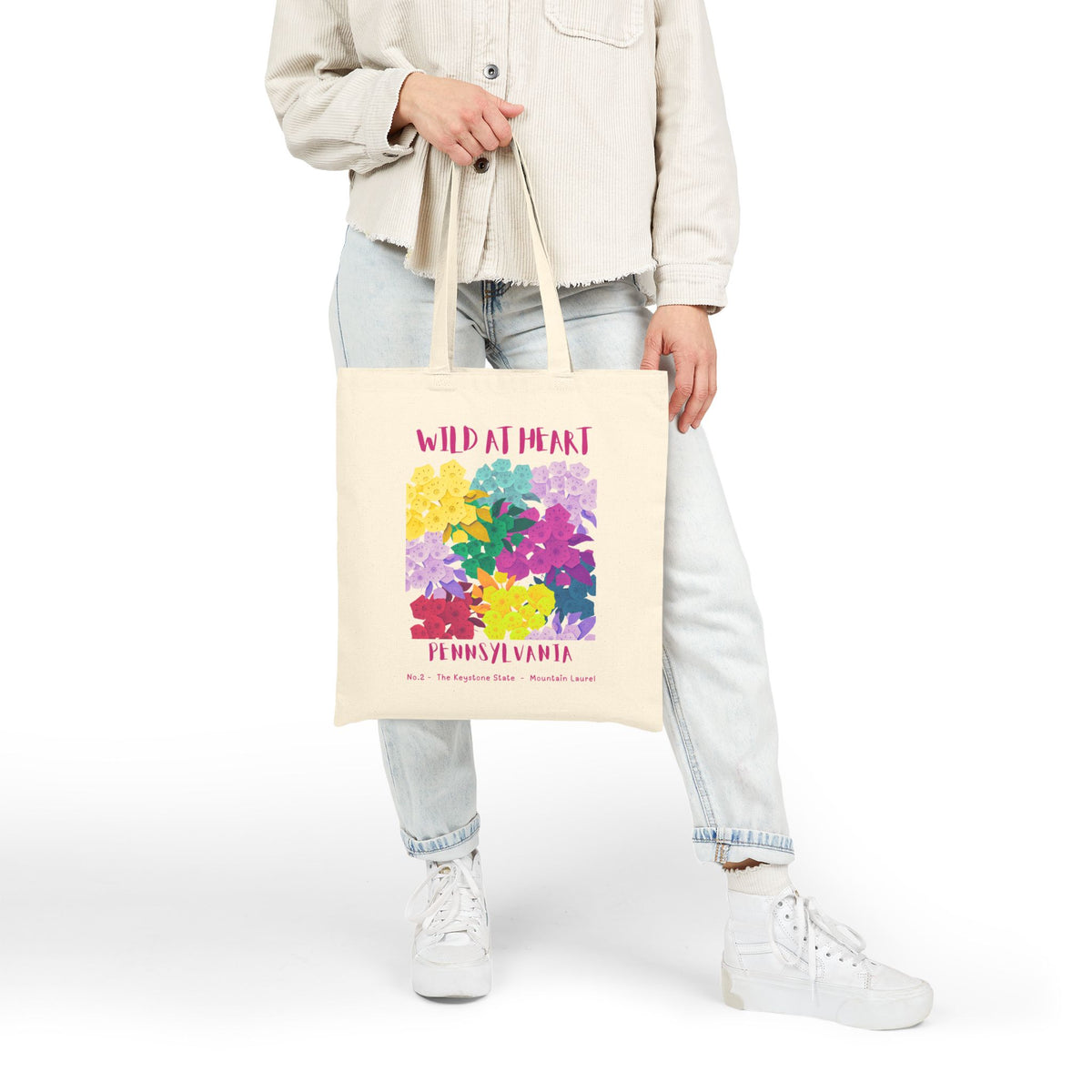 Wild at Heart Pennsylvania Tote Bag – Colorful Blooms Canvas Tote, Nature Explorer Gift for Kids