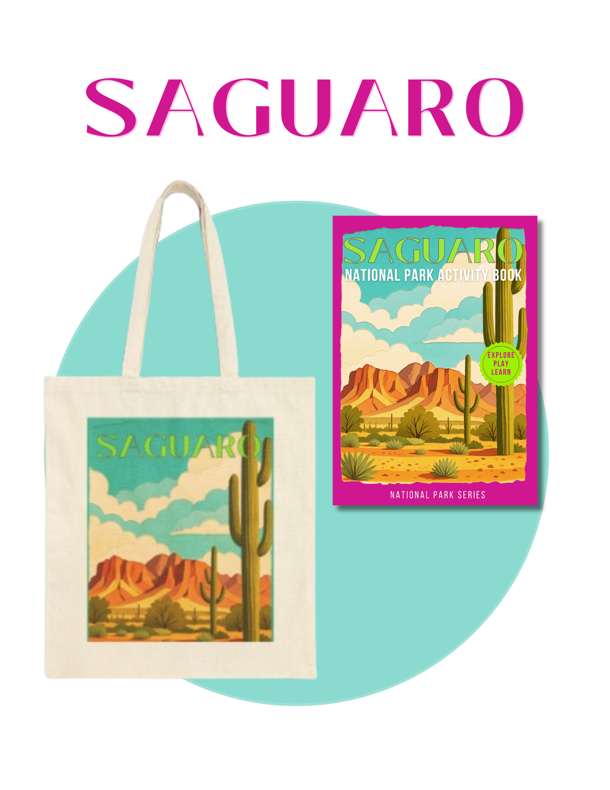 Wild at Heart Saguaro National Park Gift Set – Activity Book + Canvas Tote, Kids Explorer Bundle