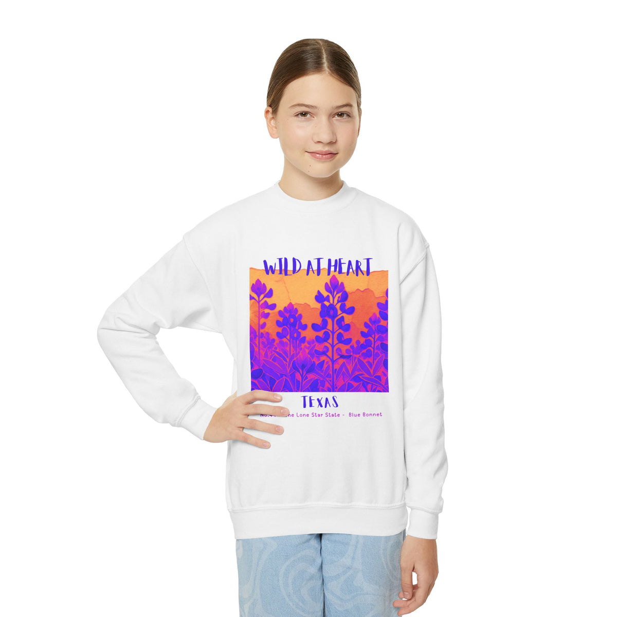 Texas Wild at Heart Youth Crewneck Sweatshirt