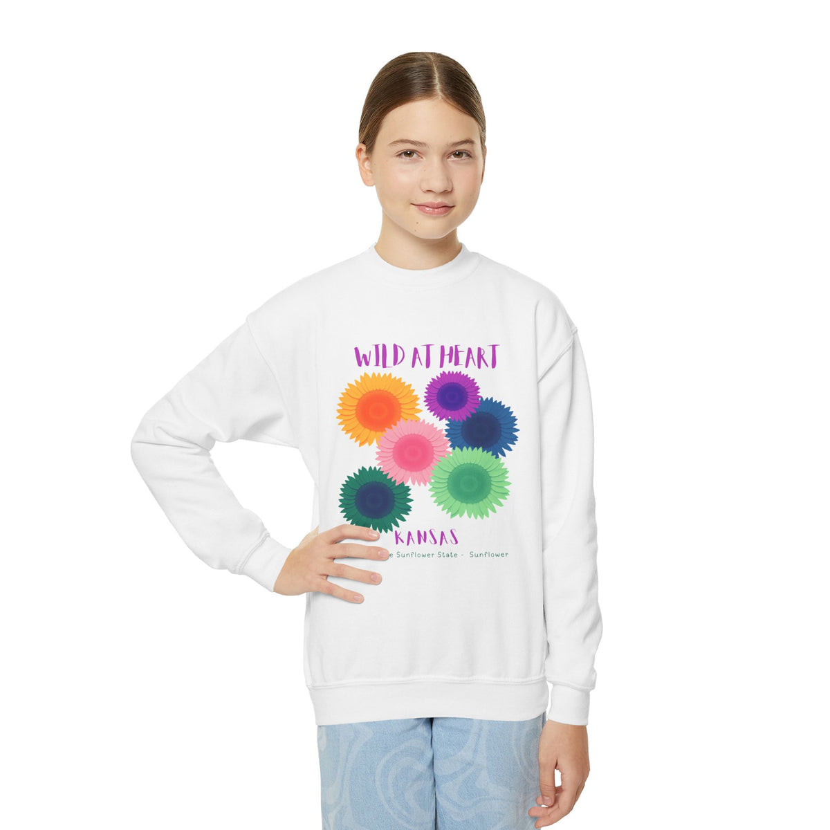 Kansas Wild at Heart Youth Crewneck Sweatshirt