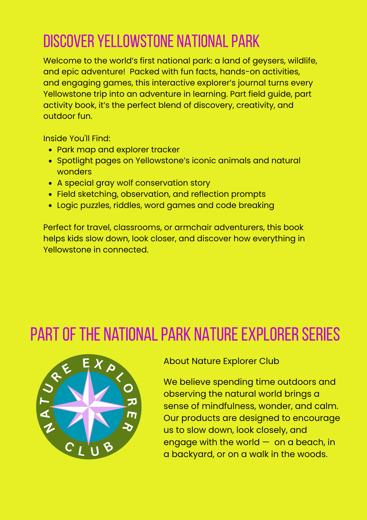 Yosemite National Park Activity Book for Kids
