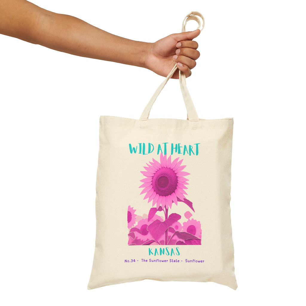 Wild at Heart Kansas Tote Bag – Canvas Nature Explorer Tote, Kids Adventure Gift