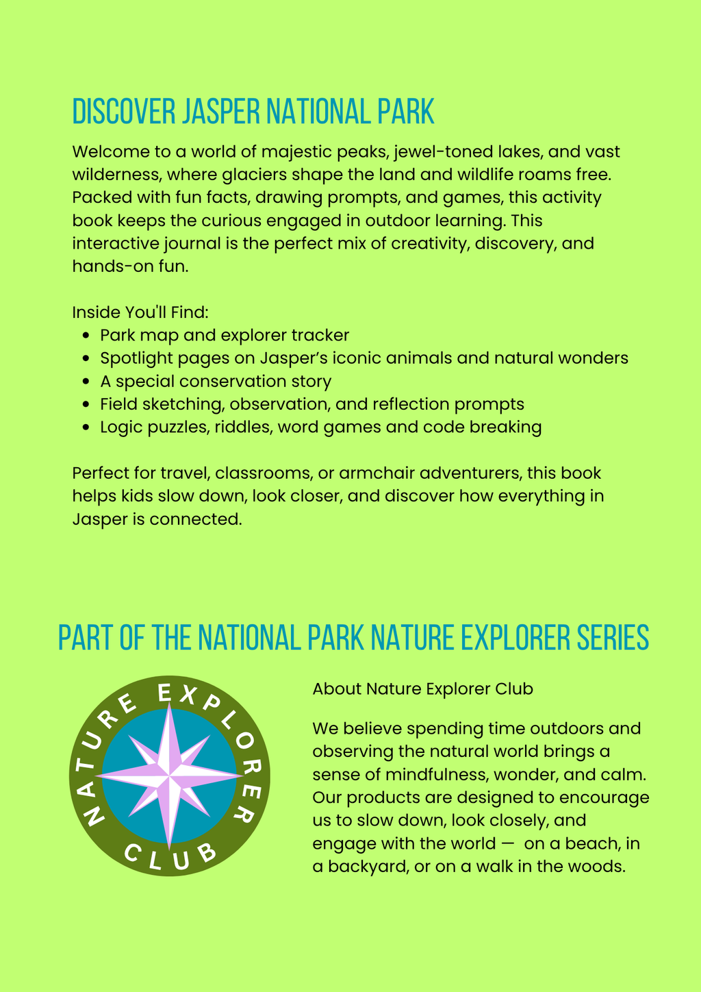 Jasper National Park Activity Book for Kids