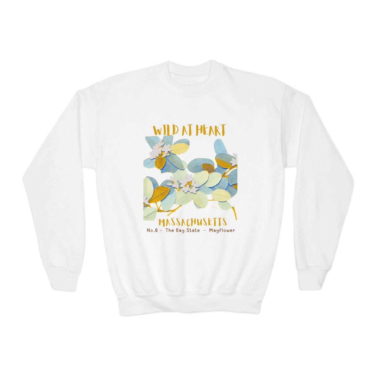 Massachusetts Wild at Heart Youth Crewneck Sweatshirt