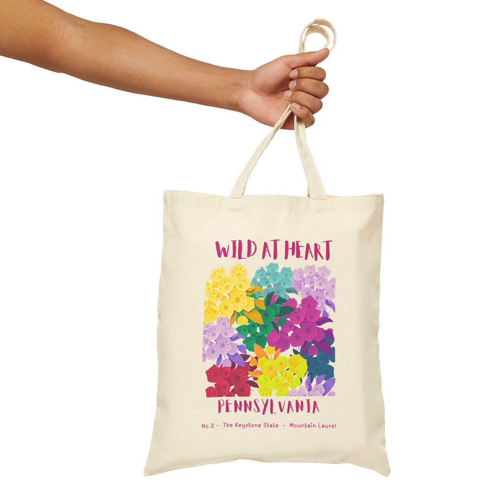 Wild at Heart Pennsylvania Tote Bag – Colorful Blooms Canvas Tote, Nature Explorer Gift for Kids