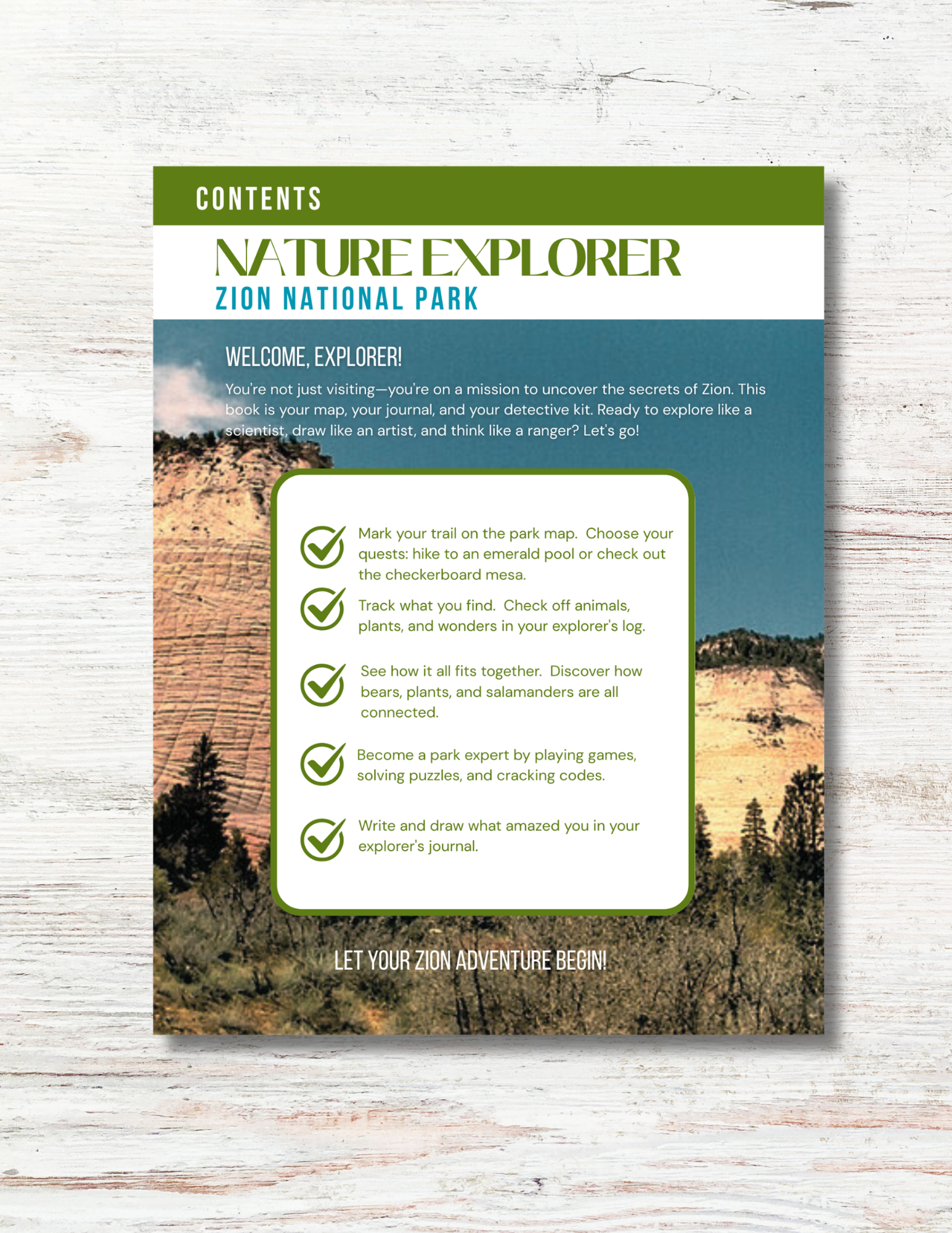 Zion National Park Activity Book for Kids