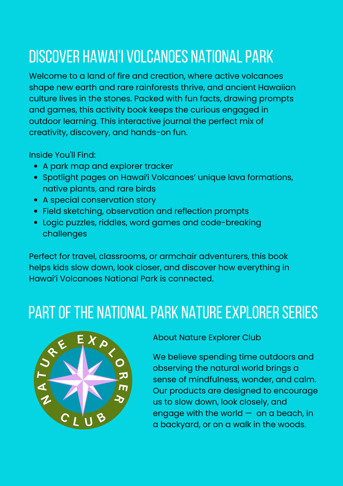 Hawaii Volcanos National Park Activity Book for Kids