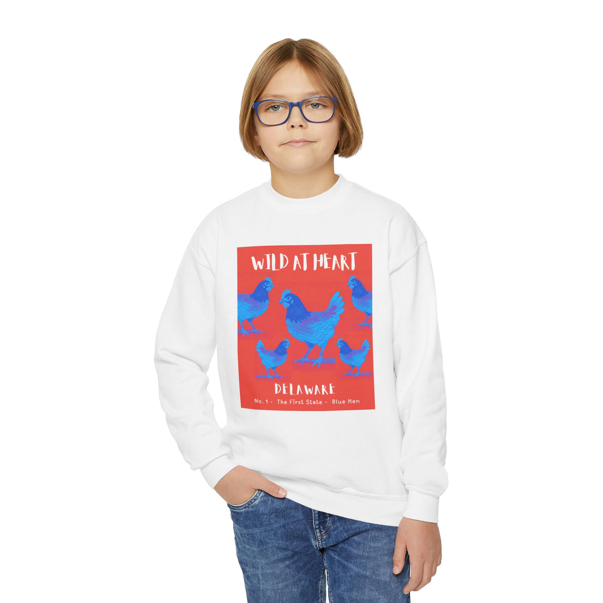 Delaware Wild at Heart Youth Crewneck Sweatshirt
