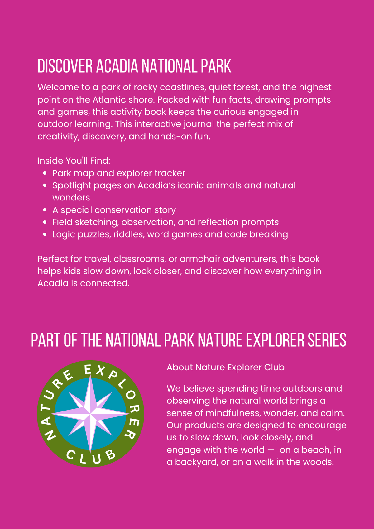 Wild at Heart Acadia National Park Gift Set – Activity Book + Canvas Tote, Kids Explorer Bundle