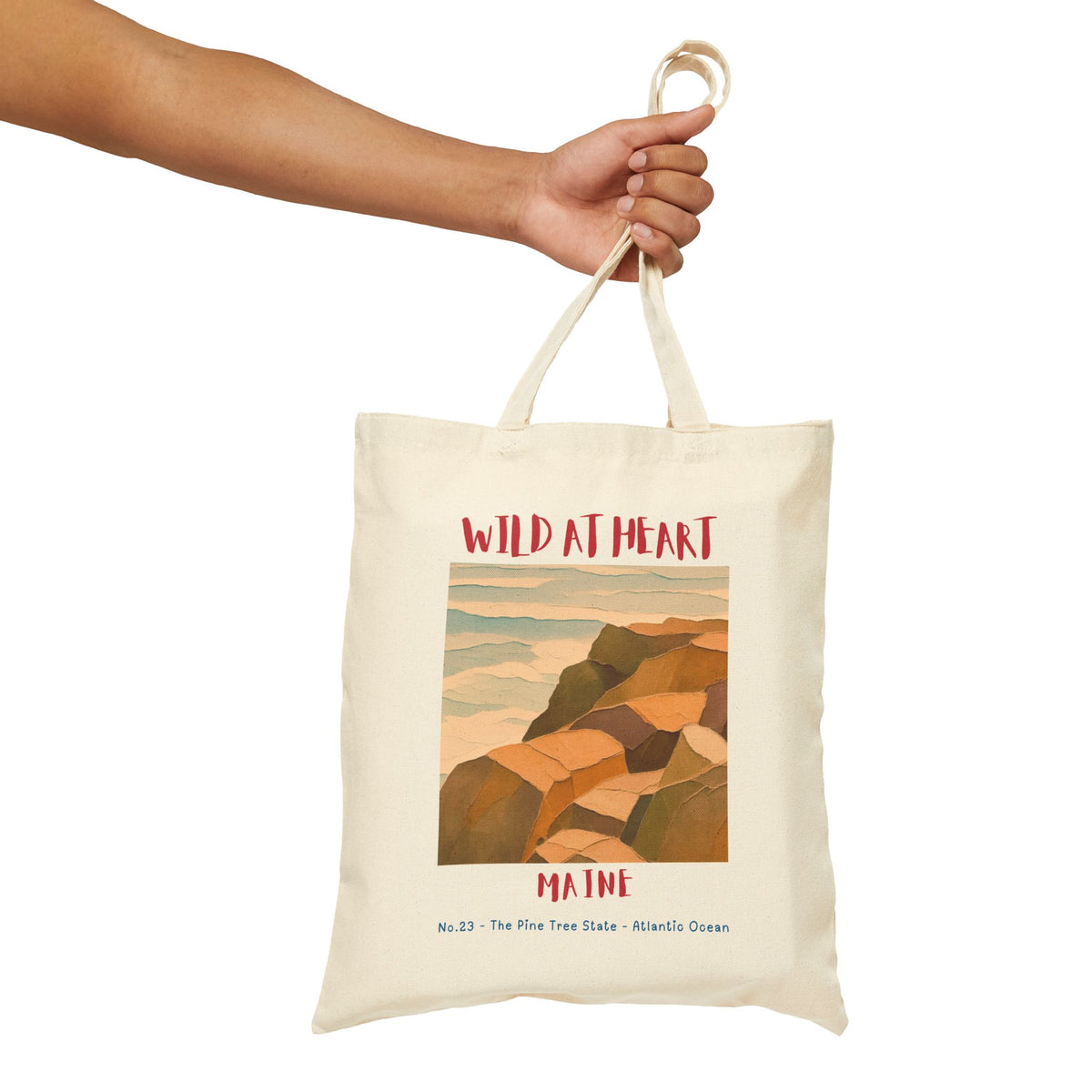 Wild at Heart Maine Tote — Vintage Coastal Landscape Cotton Canvas Bag