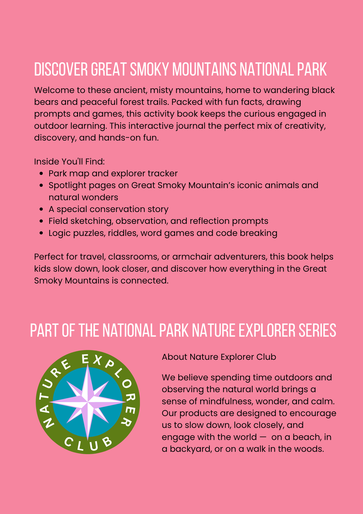 Wild at Heart Great Smoky Mountains National Park Gift Set – Activity Book + Canvas Tote, Kids Explorer Bundle