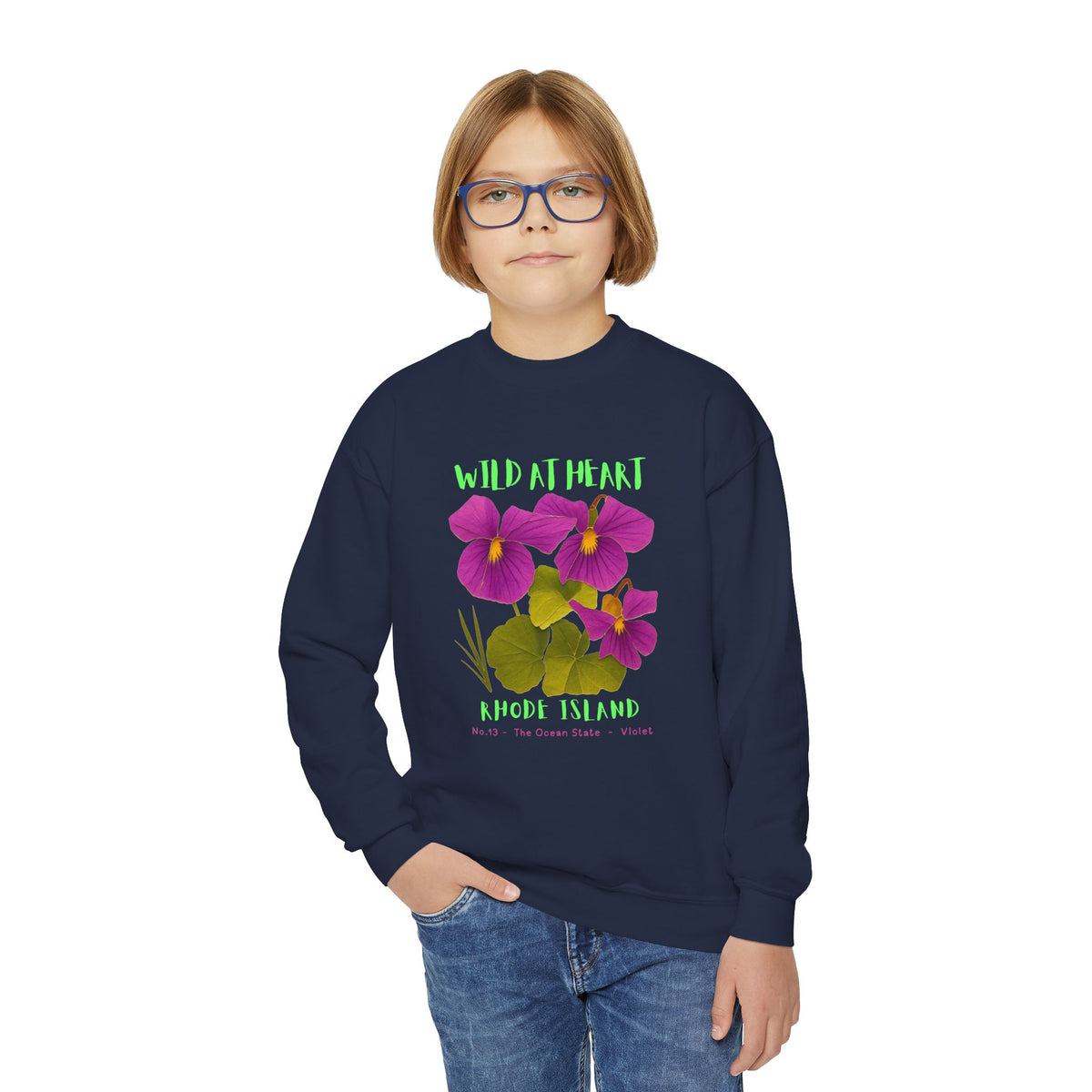 Rhode Island Wild at Heart Youth Crewneck Sweatshirt