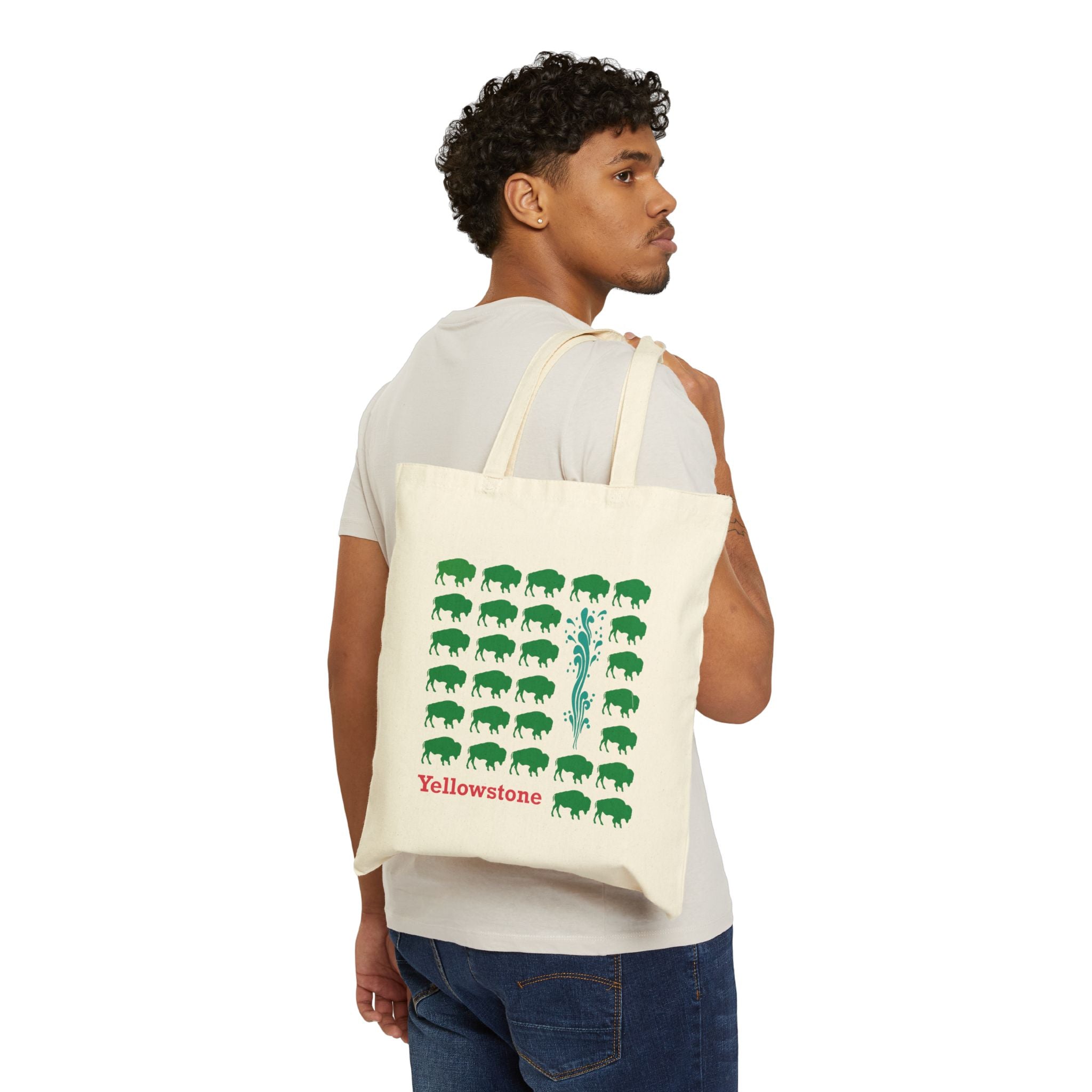 Yellowstone Tote Bag, National Park inspired design, cotton canvas, eco friendly, Yellowstone gift, souvenir