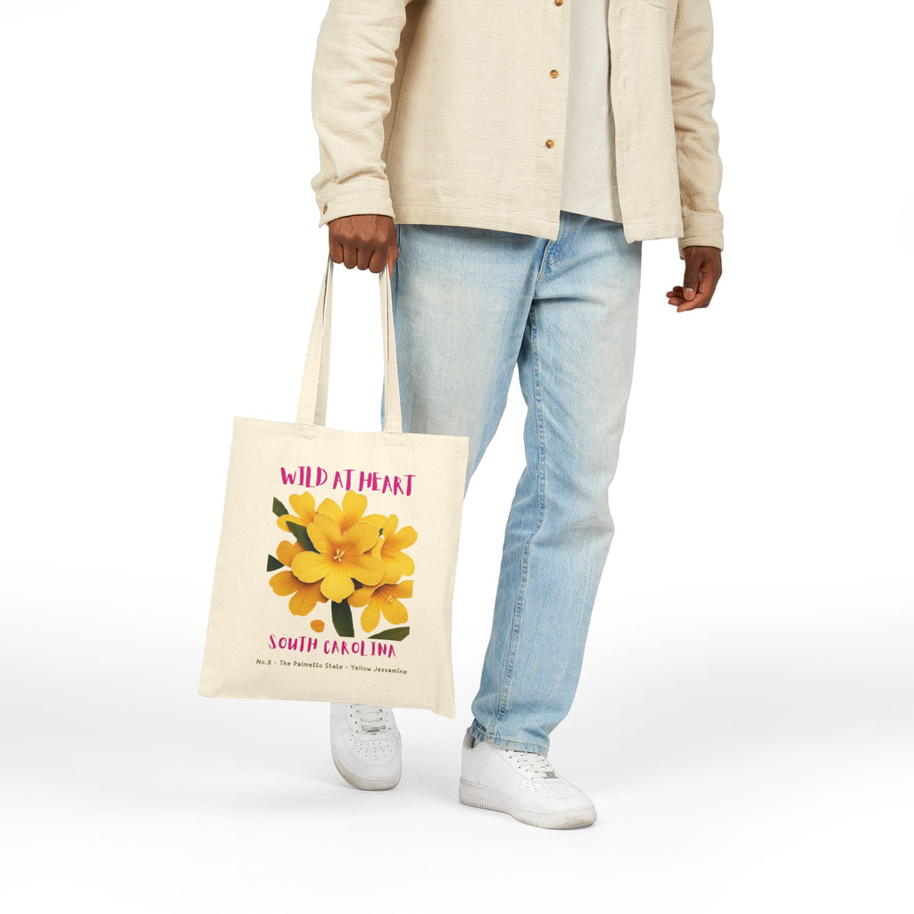 Wild at Heart South Carolina Tote Bag – State Flower Canvas Tote, Nature Explorer Gift for Kids