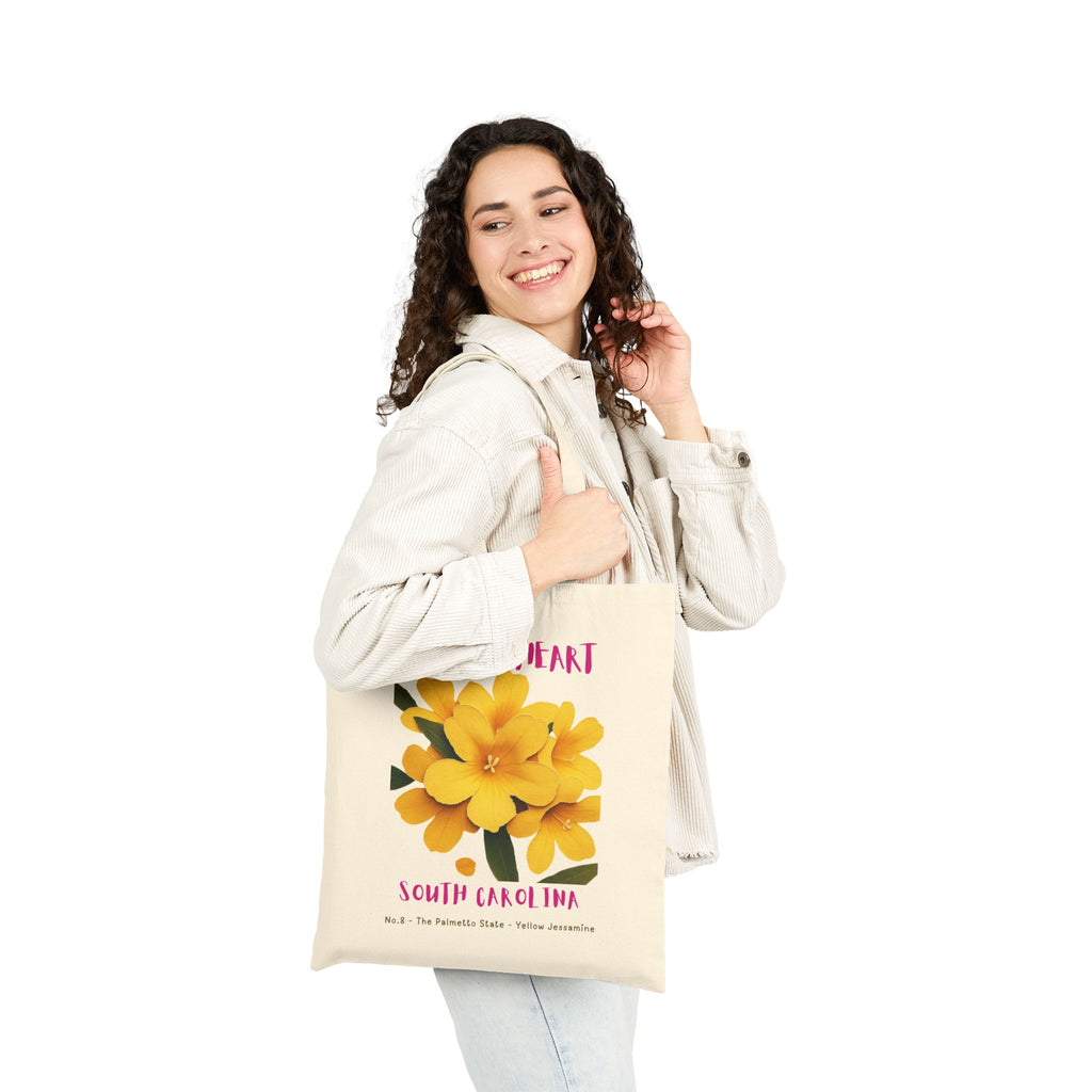 Wild at Heart South Carolina Tote Bag – State Flower Canvas Tote, Nature Explorer Gift for Kids