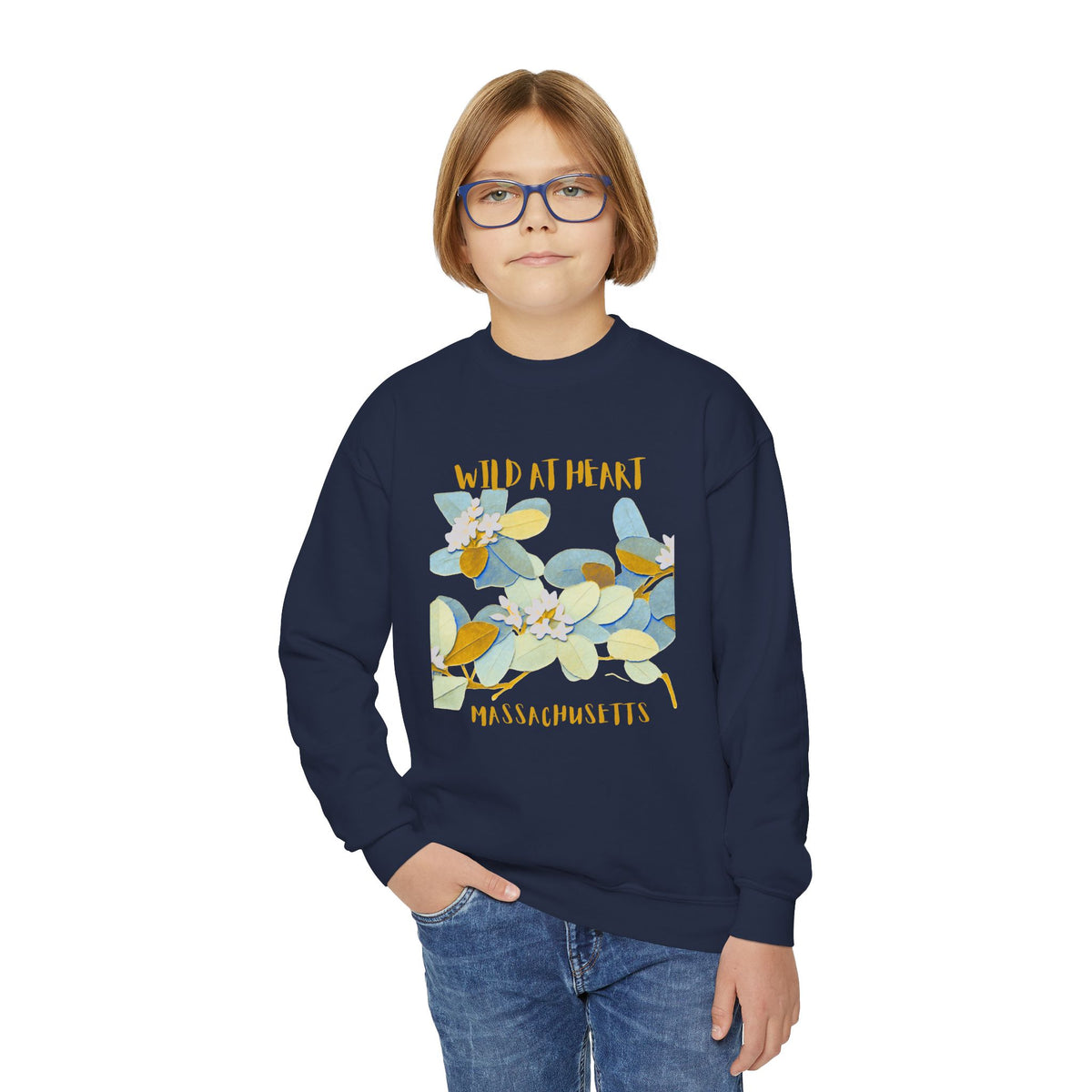 Massachusetts Wild at Heart Youth Crewneck Sweatshirt