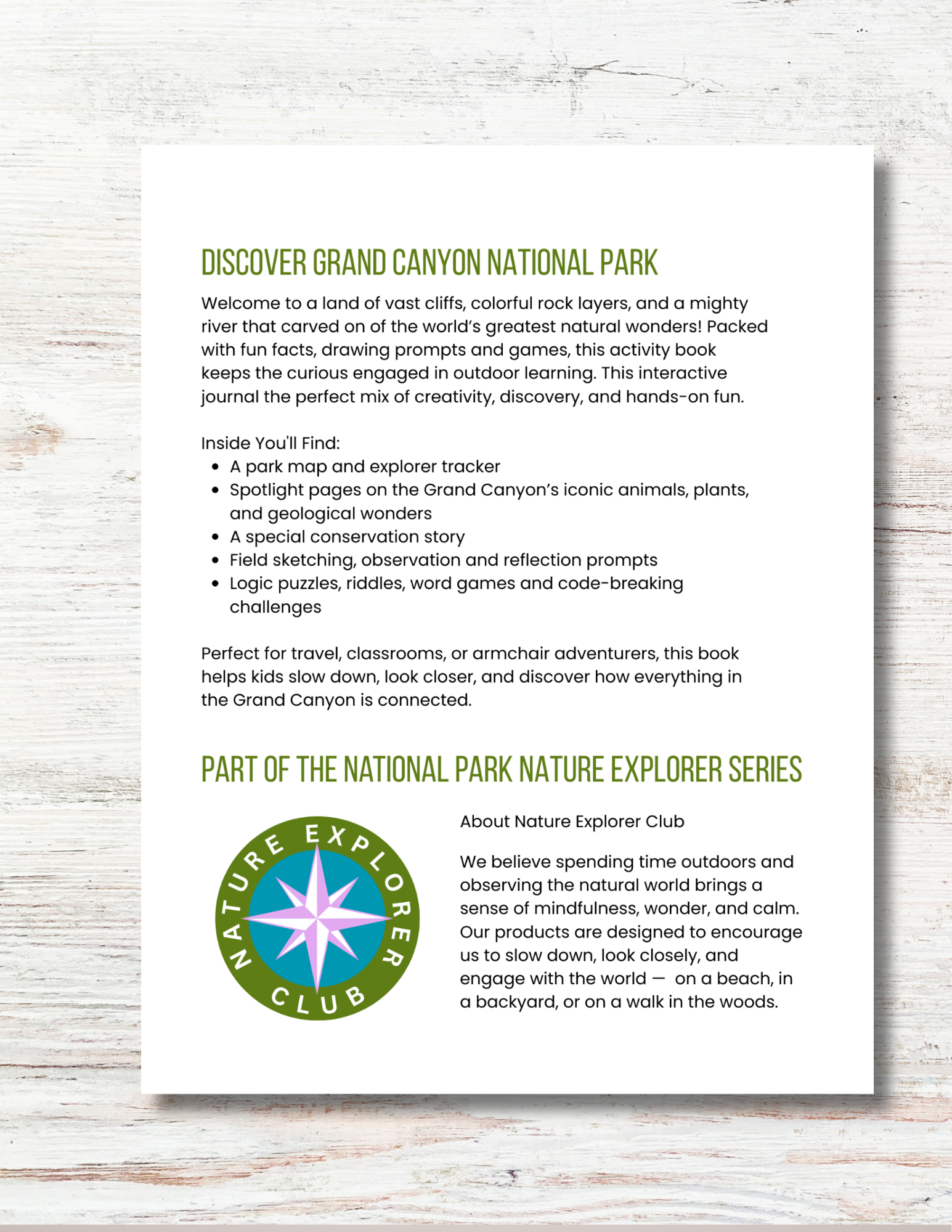 Grand Canyon Activity Book for Kids