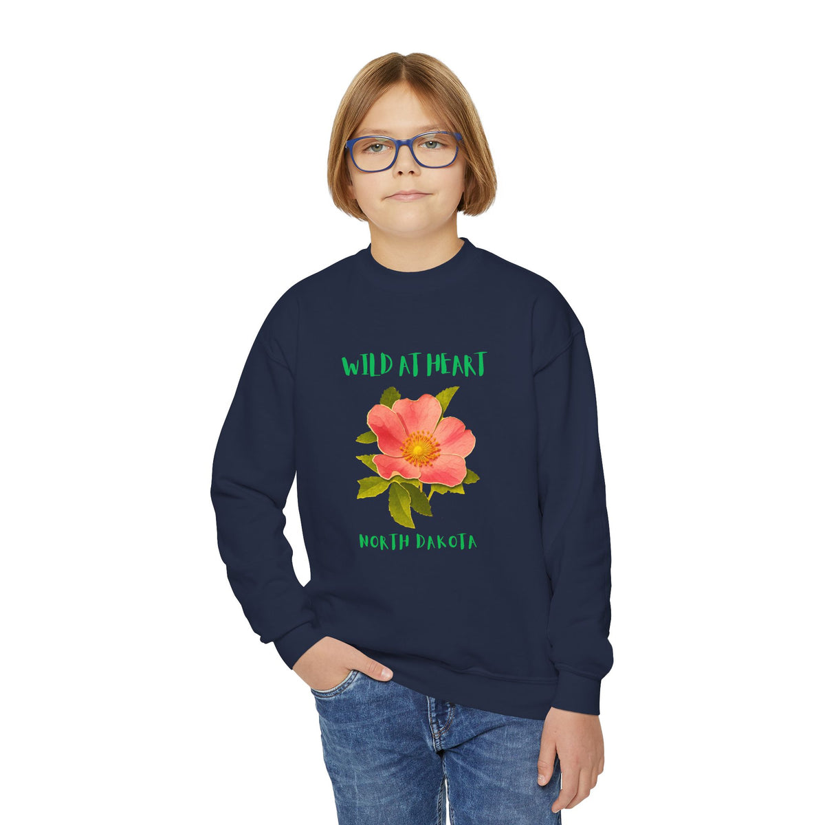 North Dakota Wild at Heart Youth Crewneck Sweatshirt