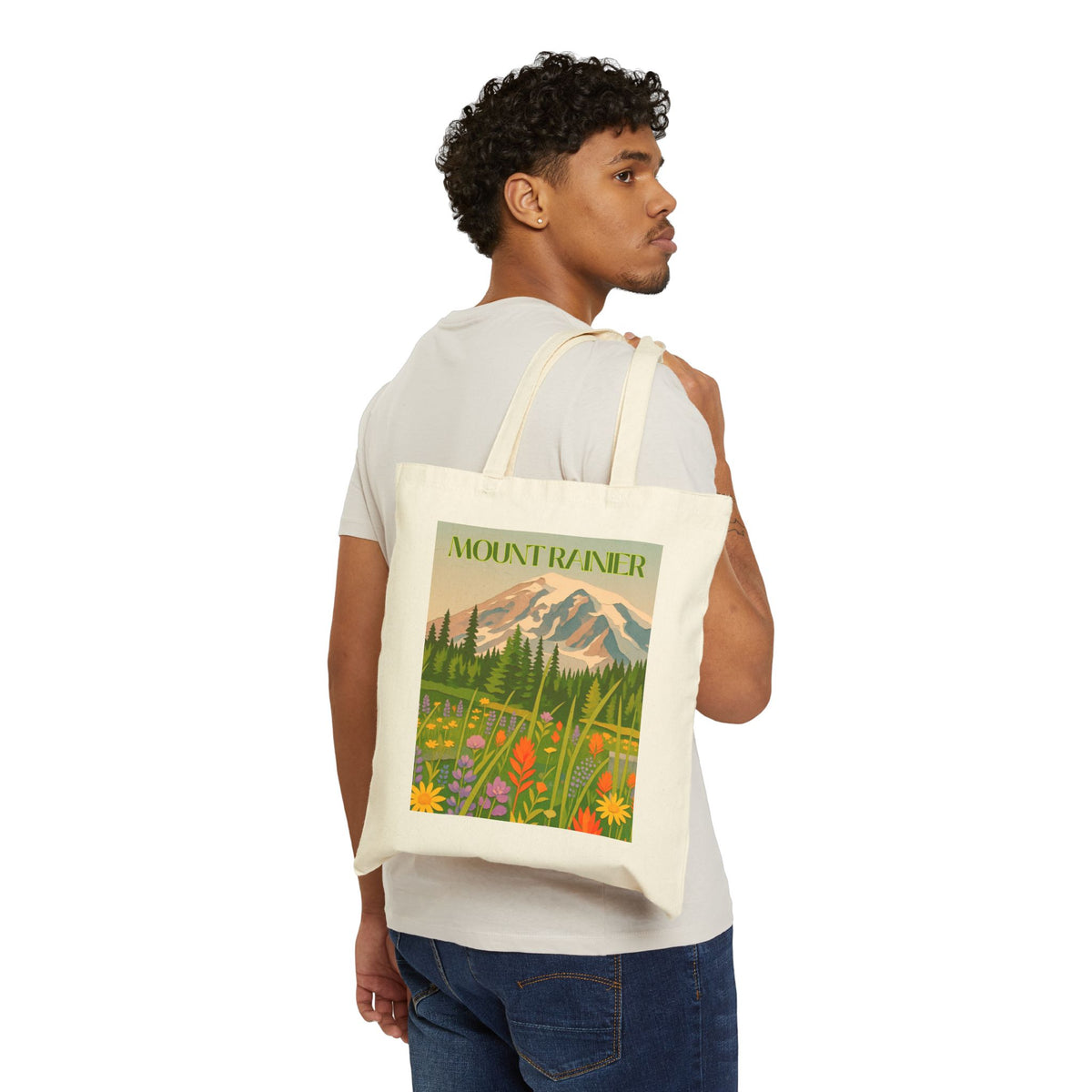 Mount Rainier Wild at Heart Tote - Retro National Park Bag