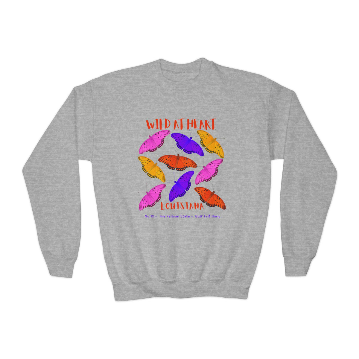 Louisiana Wild at Heart Youth Crewneck Sweatshirt