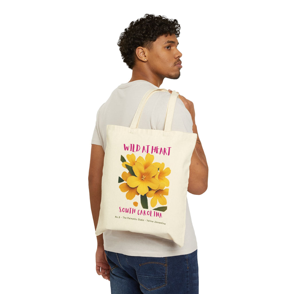 Wild at Heart South Carolina Tote Bag – State Flower Canvas Tote, Nature Explorer Gift for Kids