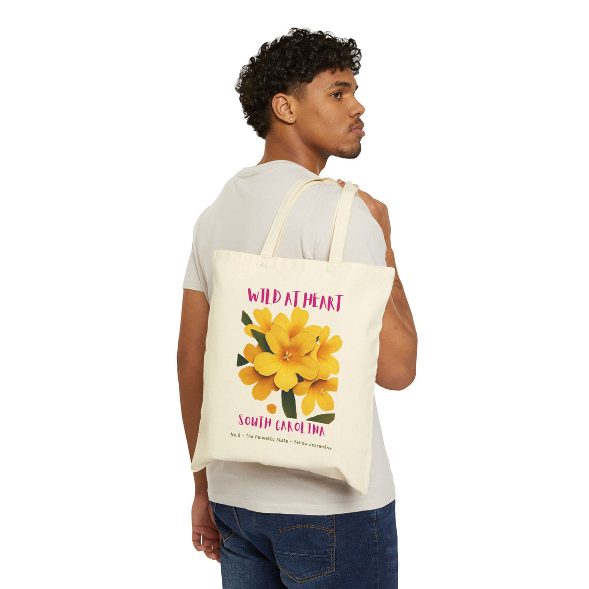 Wild at Heart South Carolina Tote Bag – State Flower Canvas Tote, Nature Explorer Gift for Kids