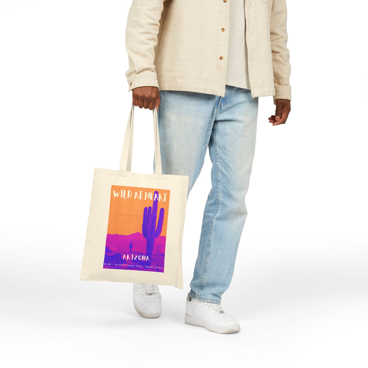 Wild at Heart Arizona Tote Bag – Desert Cactus Sunset Canvas Tote, Nature Explorer Gift for Kids