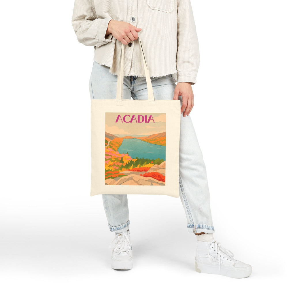 Wild at Heart Acadia National Park Tote Bag – Lake & Landscape Canvas Explorer Tote, Souvenir Gift