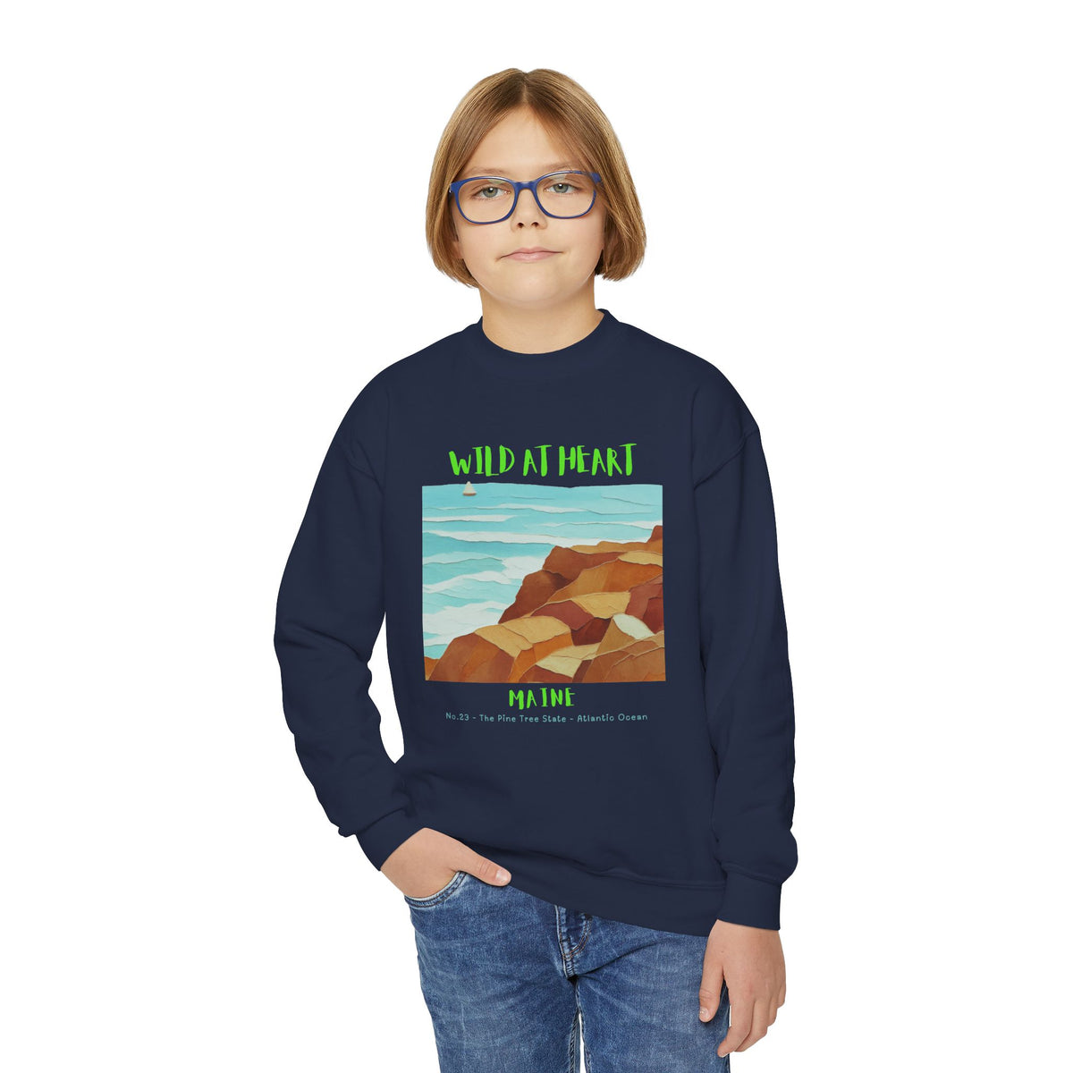 Maine Wild at Heart Youth Crewneck Sweatshirt