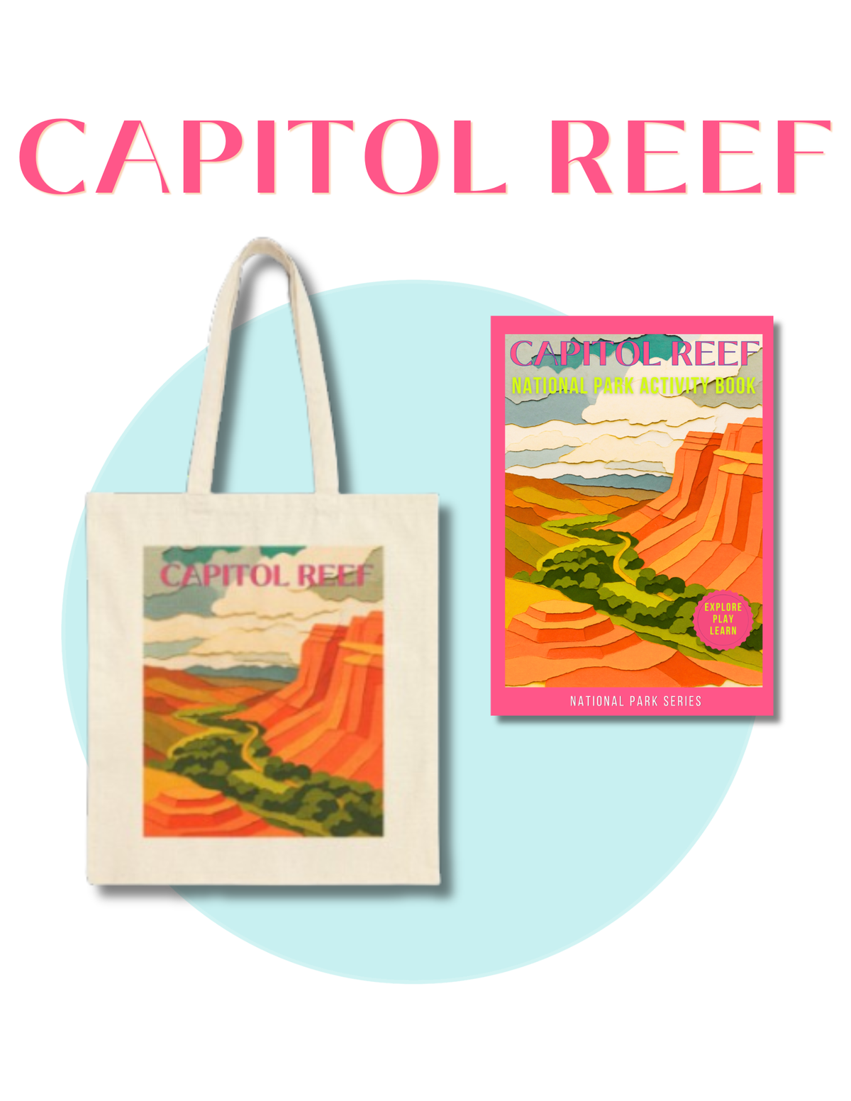 Wild at Heart Capitol Reef National Park Gift Set – Activity Book + Canvas Tote, Kids Explorer Bundle